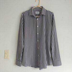 Mizzen+Main Shirt Mens XL Black White Gingham Plaid Trim Fit Tradition Evolved